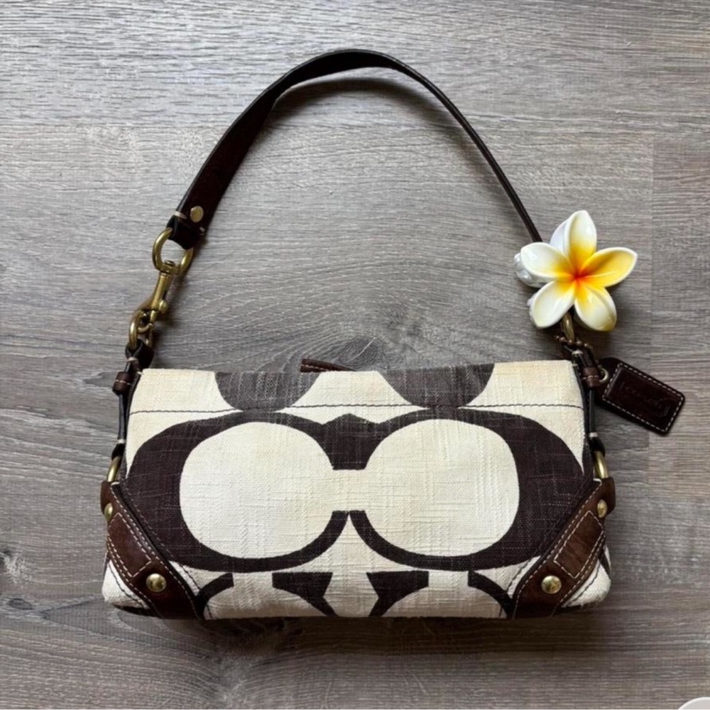 ISO Coach Mini Carly Brown and Tan Shoulder Bag